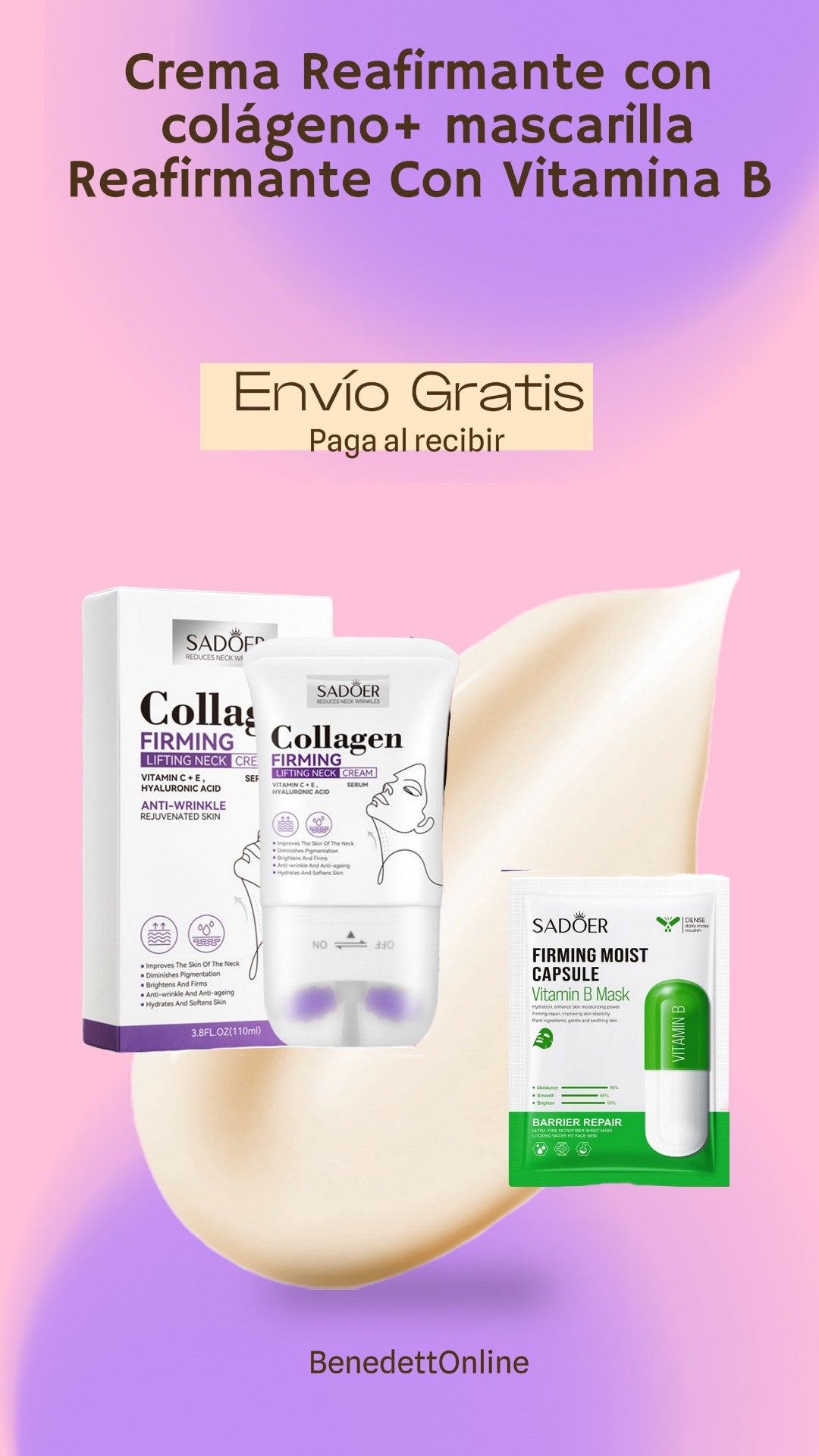 ✨ Crema Reafirmante con Colágeno +REGALO Mascarilla Reafirmante (Envío Gratis) ✨