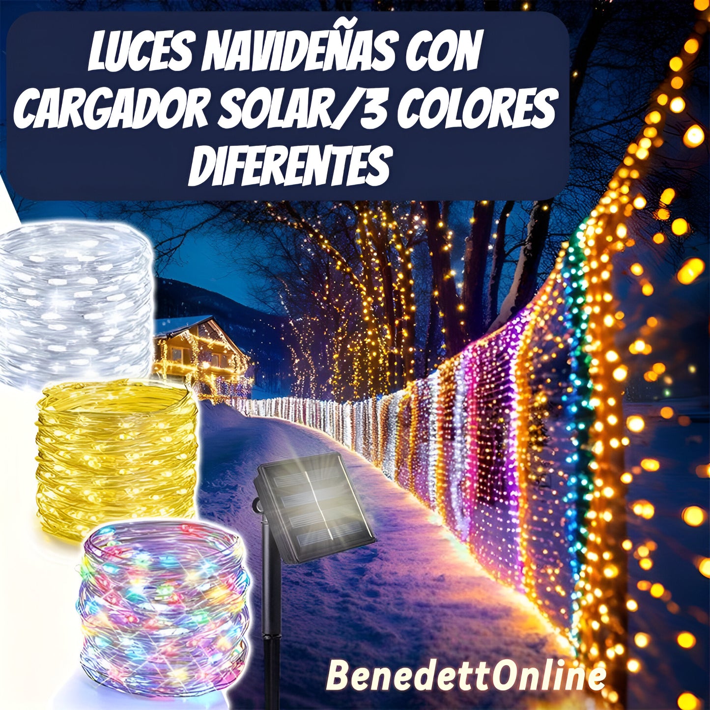Luces Navideñas tipo Manguera con Cargador Solar ( Envío Gratis)
