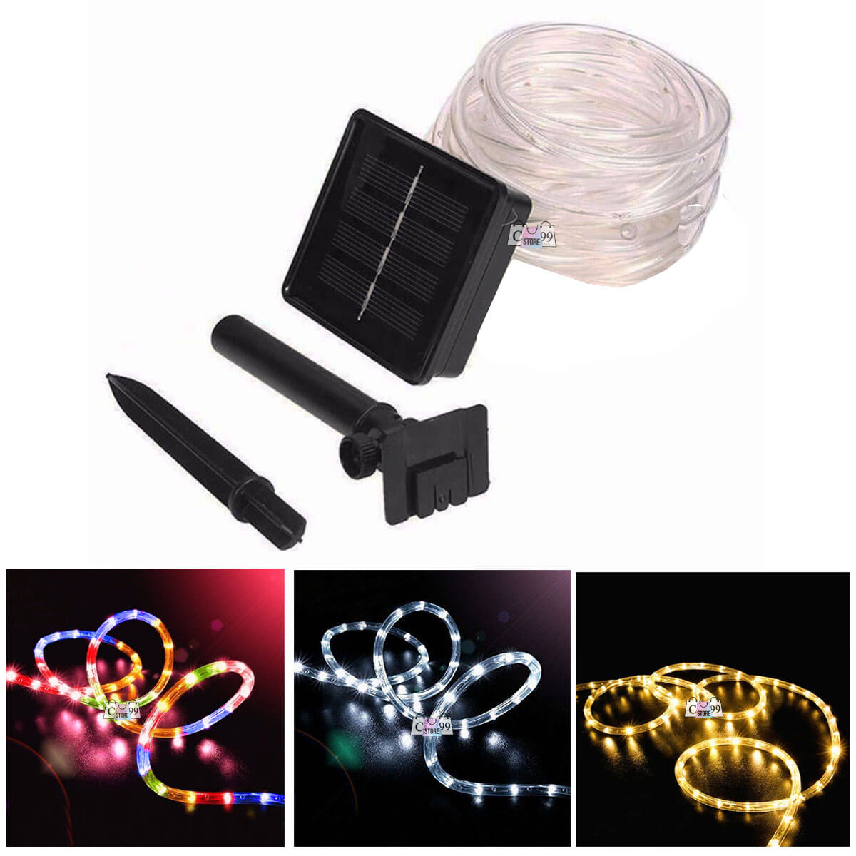 Luces Navideñas tipo Manguera con Cargador Solar ( Envío Gratis)